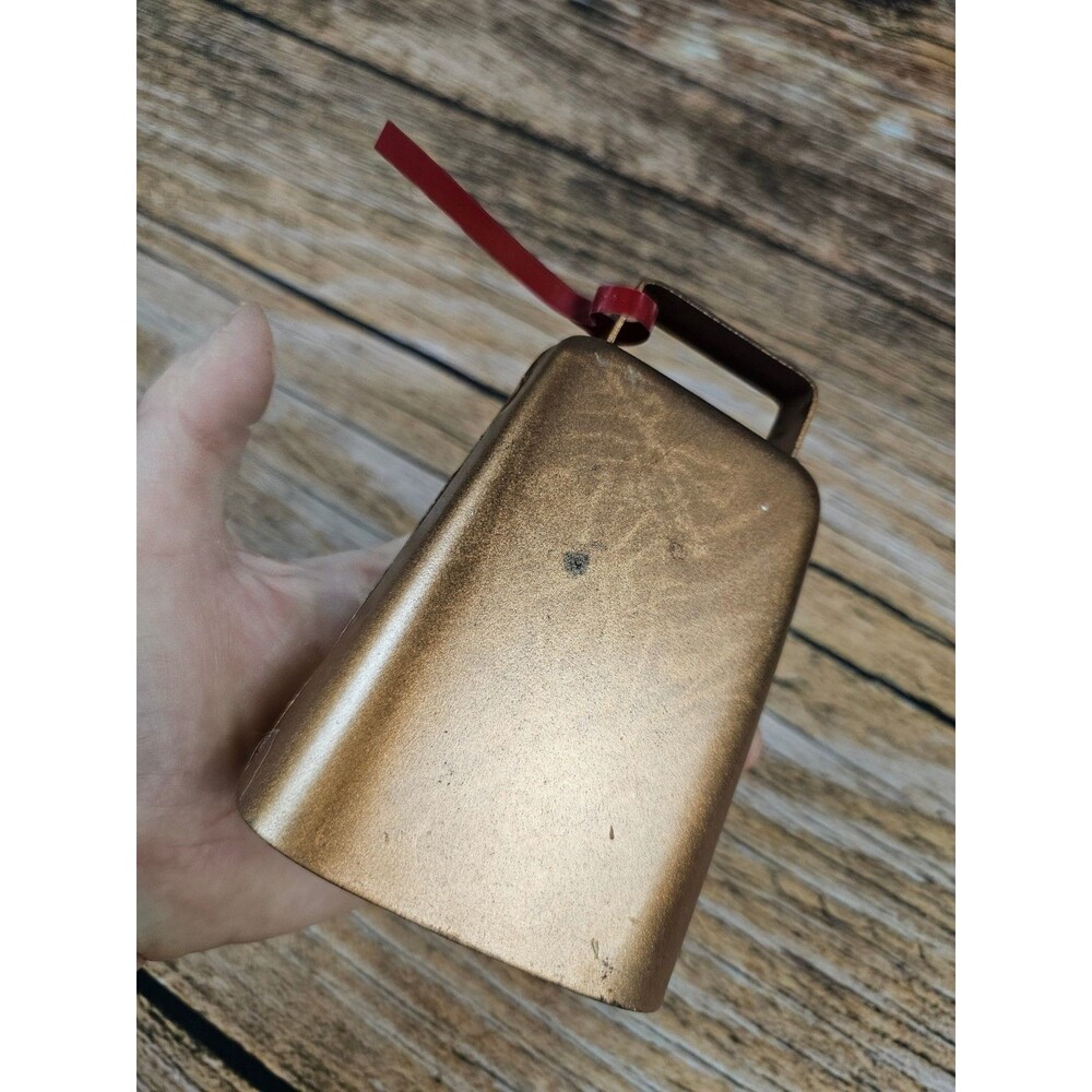 Vintage Copper Toned Cowbell Nice Sound Patina Of Age 5" - Picture 6 of 9